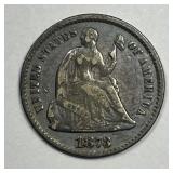1873 Seated Liberty Silver Half Dime H10c VF