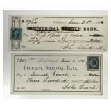 Two 19th Century Checks w/Revenue Stamps 1864 1881