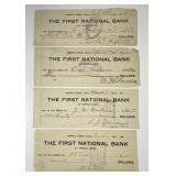 Lot of 4 First National Bank Cripple Creek Checks
