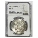 1921 Morgan Silver $1 NGC MS63