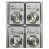1922 - 1925 Peace Silver $1 4-Coin Lot NGC MS64
