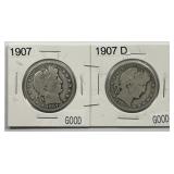 1907 P & D Barber Silver Half Pair Good G