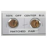 Pair of 50% Struck Off Center Lincoln Cents ERROR