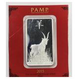 2015 Year Of The Goat PAMP 100 Gram Silver Bar