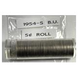 1954-S Jefferson Nickel Original Uncirculated Roll