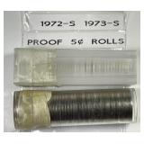 1972 & 1973 Jefferson Nickel Proof Roll Pair