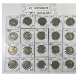 20 Different "P" Minted Buffalo Nickels