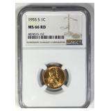 1955-S Lincoln Cent NGC MS66 RD
