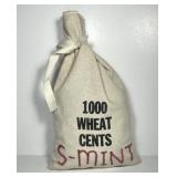 Canvas Bag of 1000 "S" Minted Lincoln Wheat Cents