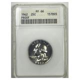 1962 Washington Quarter Proof ANACS PF66