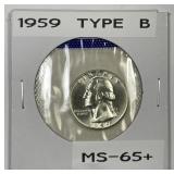 1959 Washington Quarter Type B From Mint Set BU