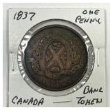 CANADA: 1837 One Penny Bas Canada Bank Token