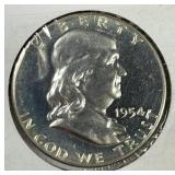 1954 Franklin Silver Half Proof PR PRF