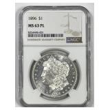 1896 Morgan Silver $1 Proof Like NGC MS63 PL
