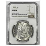 1897 Morgan Silver $1 NGC MS61