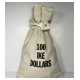 Canvas Bag of 100 Eisenhower IKE Dollars