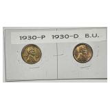 1930 P & D Lincoln Wheat Cent Pair Uncirculated