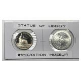 Statue Liberty Half & Silver Immigration Medal
