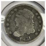 1831 Capped Bust Silver Half Dime H10c AG