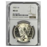 1923 Peace Silver $1 NGC MS63