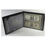 US Blue Seal Currency $1 & $5 Pair in Folio