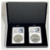2021 Silver Eagle Type 1 & 2 NGC MS70 Pair