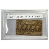 1862-63 25c Fractional 1st Issue Fine