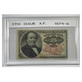1874-76 25c Fractional 5th Issue Extra Fine XF