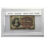 1864-69 10c Fractional 4th Issue Fine