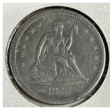 1855 Seated Liberty Silver Quarter Very Fine VF