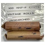 1917 Lincoln Wheat Cent 2 Rolls (100 Pennies)