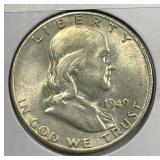 1949-S Franklin Silver Half Key Date Uncirculated