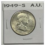 1949-S Franklin Silver Half Key Date AU
