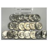 Twenty Different Kennedy Clad Halves Uncirculated