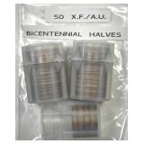 Lot of 50 Bicentennial 1976 Kennedy Halves XF/AU