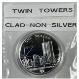 Twin Towers 9-11 Memorial Clad Silver-plated Medal