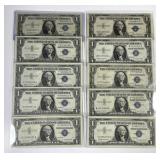 Ten Problem-Free Circulated $1 Silver Certificates