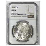 1882-S Morgan Silver $1 NGC MS64