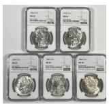 Morgan $1 New Orleans NGC Grading Set MS60-MS64