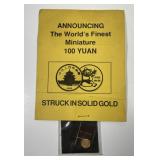 Miniature Gold Panda 100 Yuan 8K Gold