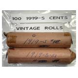 1919-S Lincoln Wheat Cent 2 Rolls (100 Pennies)