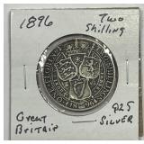 GREAT BRITAIN: 1896 Silver Two Shillings 2s