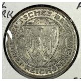 GERMANY: 1927-A Silver 3 Mark AU