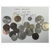 GREAT BRITAIN: 20 Coin Grab Bag w/1883 Silver 3p