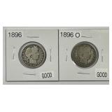 1894 P & O Barber Silver Quarter Pair