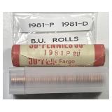 1981 P & D Lincoln Cent Uncirculated BU Rolls