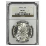 1885-O Morgan Silver $1 Gem BU NGC MS65