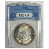 1886 Morgan Silver $1 VAM-1C Hot 50 ANACS MS64