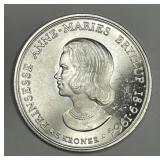 DENMARK: 1964 Silver 5 Kroner BU