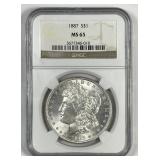 1887 Morgan Silver $1 NGC MS65